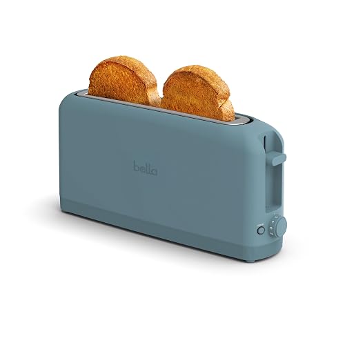 bella 2 Slice Slim Toaster, Fits-anywhere™ Kitchenware, 6 Setting Shade Control with Reheat & Cancel Buttons, Fits Sourdough, 10” Long Slot, Anti Jam & Auto Shutoff, 900 Watt, Surf