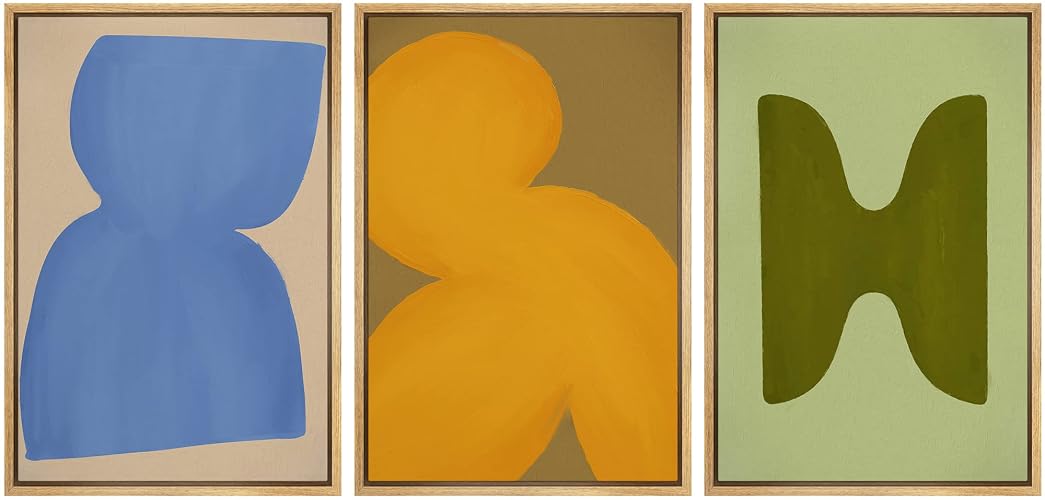SIGNLEADER Framed Canvas Print Wall Art Set Vibrant Mid-Century Polygon Variety Abstract Shapes Illustrations Minimal Decorative Bohemian Nordic for Living Room, Bedroom, Office - 16"x24"x3 NATURAL