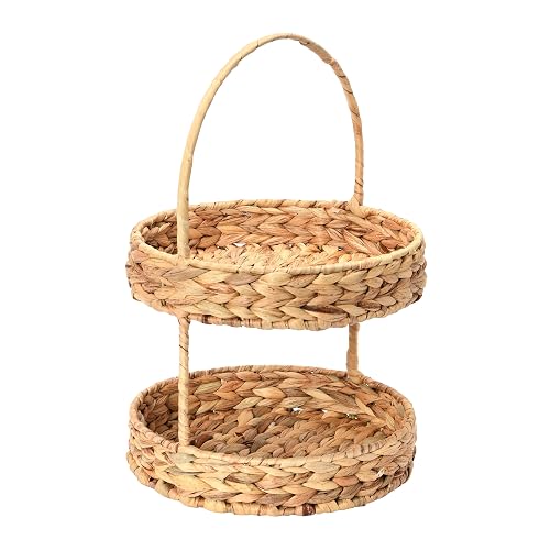 Household Essentials Water Hyacinth 2-Tier Tray, Natural