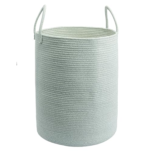 XUANGUO Cotton Rope Laundry Basket Hamper for Clothes Woven Storage Basket for Living Room Bedroom Boho Tall Rope Baskets for Blanket Toys Pillow Towels Baby Nursery Hamper Bin green Large