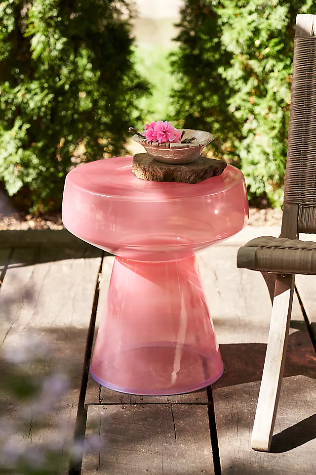 Colorful Glass Side Table Wide