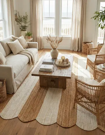 Natural And Ivory 7' 10 X 10' Hand Scallop Braided Jute Rug