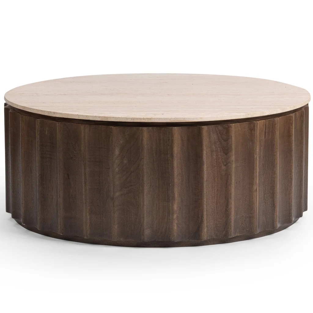 Baylee Round Coffee Table, Roast Tan