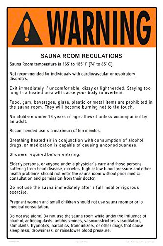 Sauna Room Regulations Warning Sign