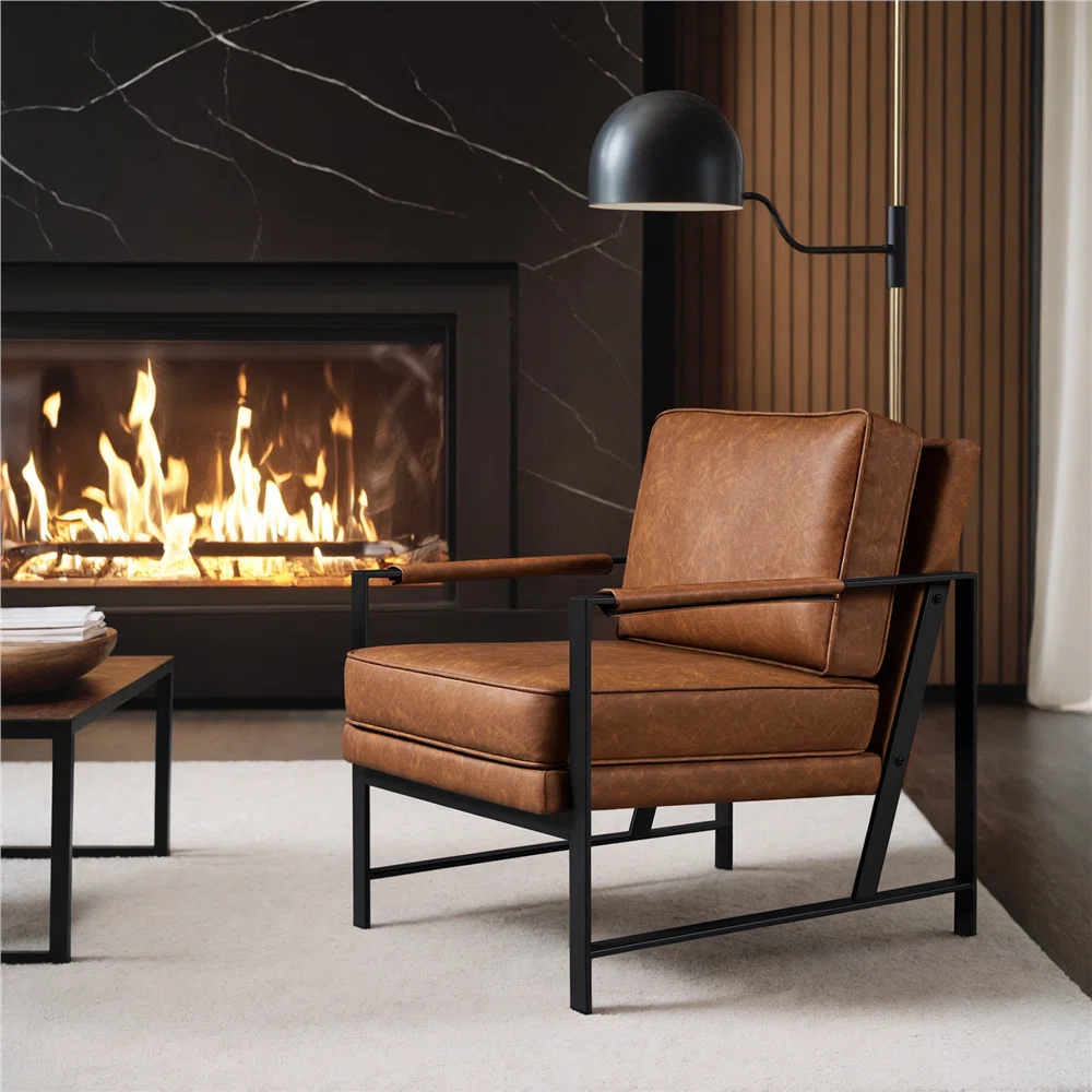 25.5" W Upholstered Armchair with Removable Seat & Back Cushion