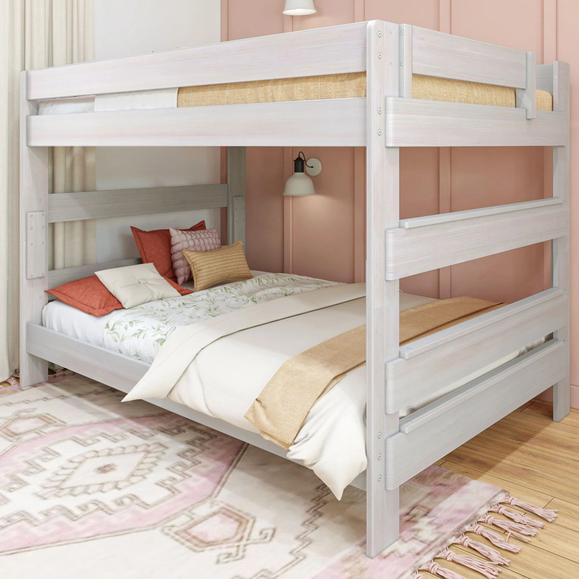 Decimus Queen Over Queen Bunk Bed with Built-In Ladder and Slat Kit