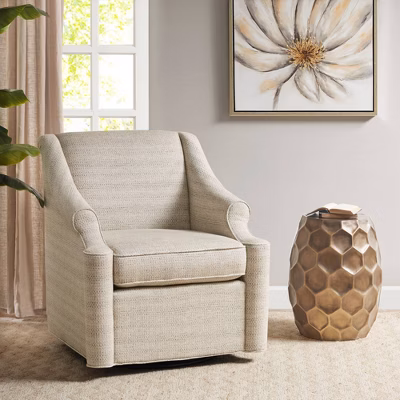 Felton Swivel Glider Chair Tan: Madison Park, Upholstered Polyester, No Assembly, 300 Lbs Capacity