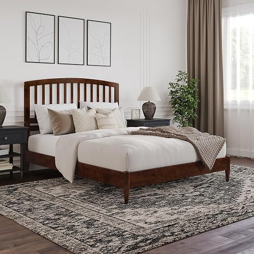 AFI, Quincy Queen Solid Wood Low Profile Platform Bed, Walnut