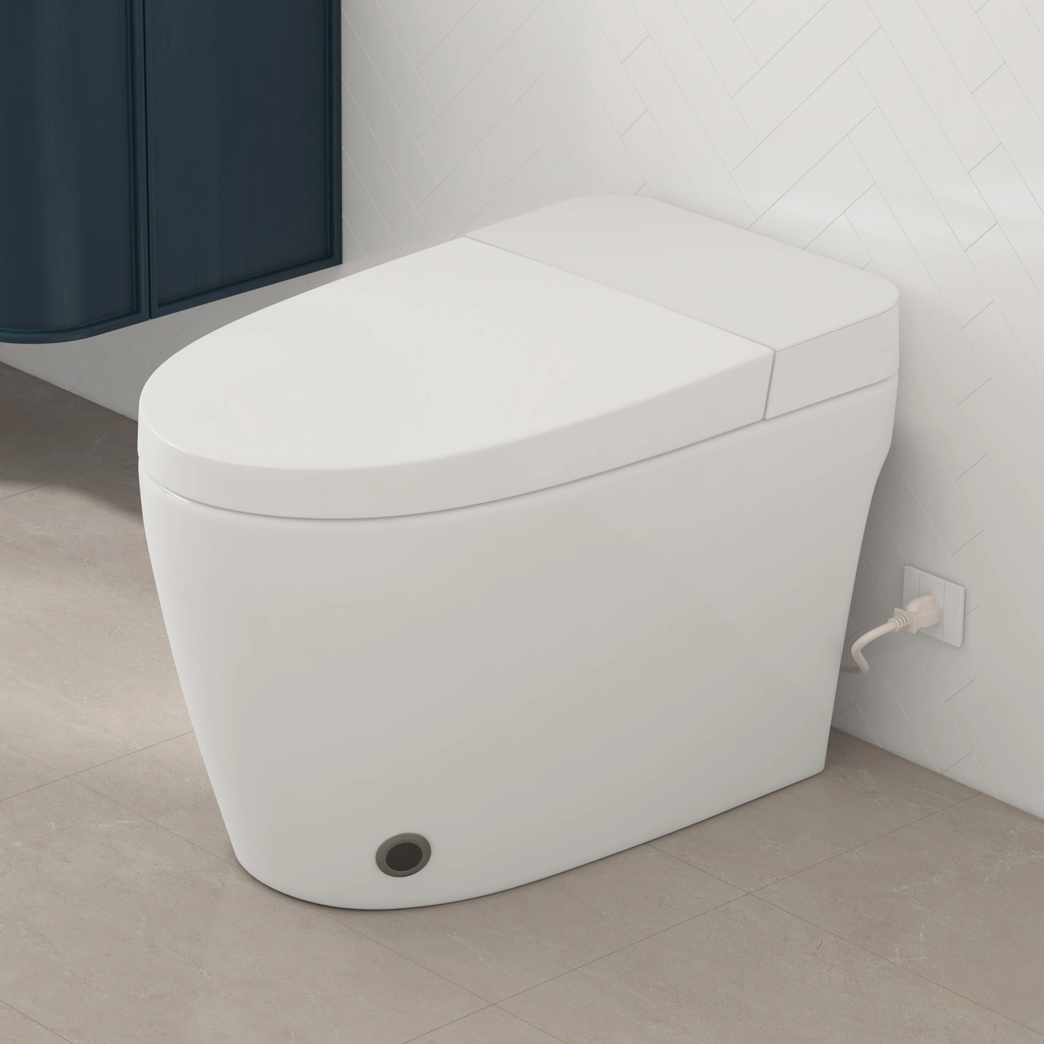 Piedmont Elongated One-Piece Toilet with Heated Seat, Seat & Foot Sensor, Auto & Blackout Flush, Night Light (No Bidet Function)