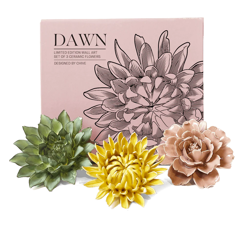 Ceramic Wall Decor Set - Handcrafted Flower Box Art