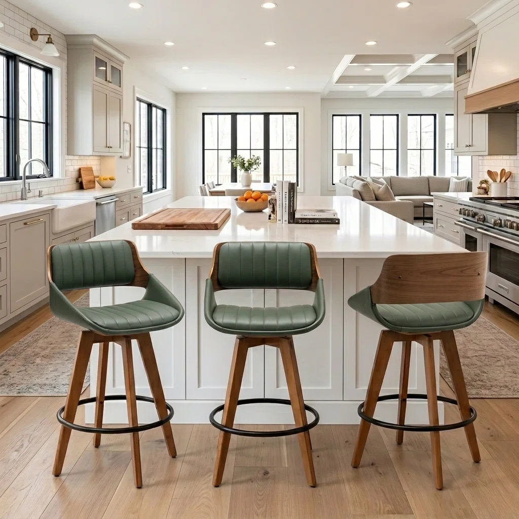 Omar 3-Piece Swivel Upholstered Counter Stool Set