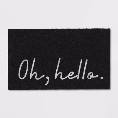 1'6"x2'6" Oh Hello Doormat Black