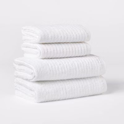 Quick Dry Ribbed Hand/wash Towel Set White