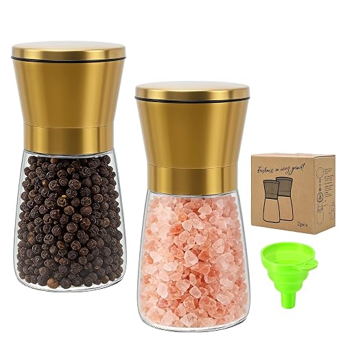 Short Manual Gold Salt and Pepper Grinder Set
