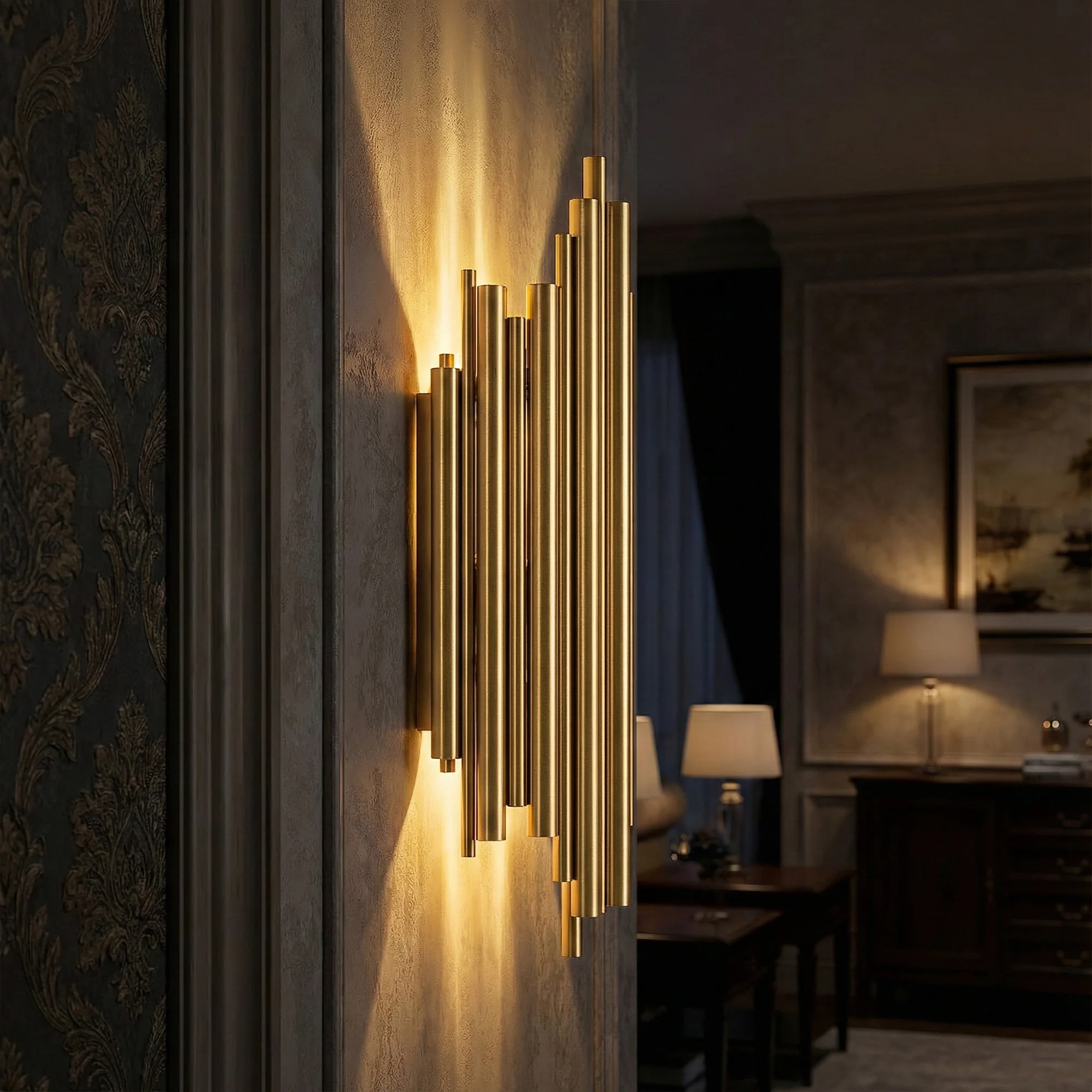 Aurelia Modern Gold Tube Wall Sconce