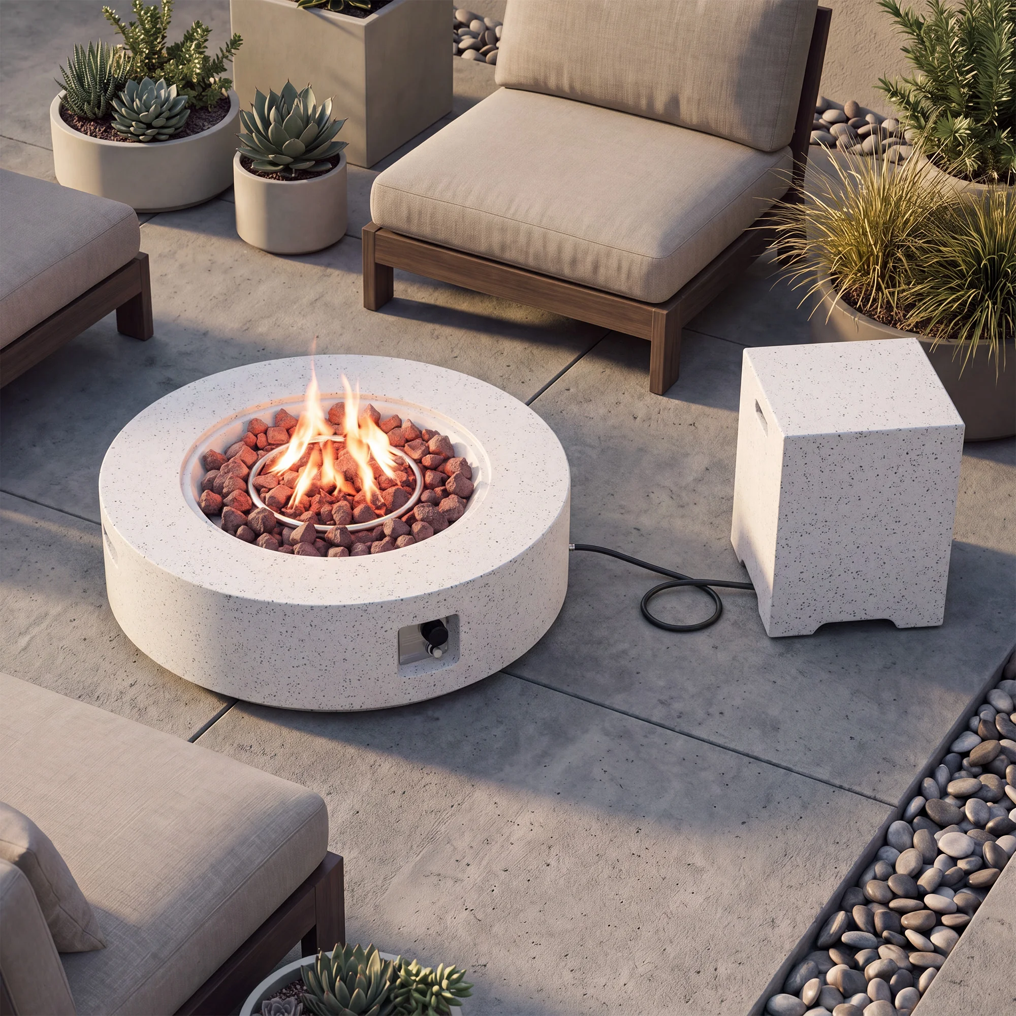Shade Concrete Propane Fire Pit Table