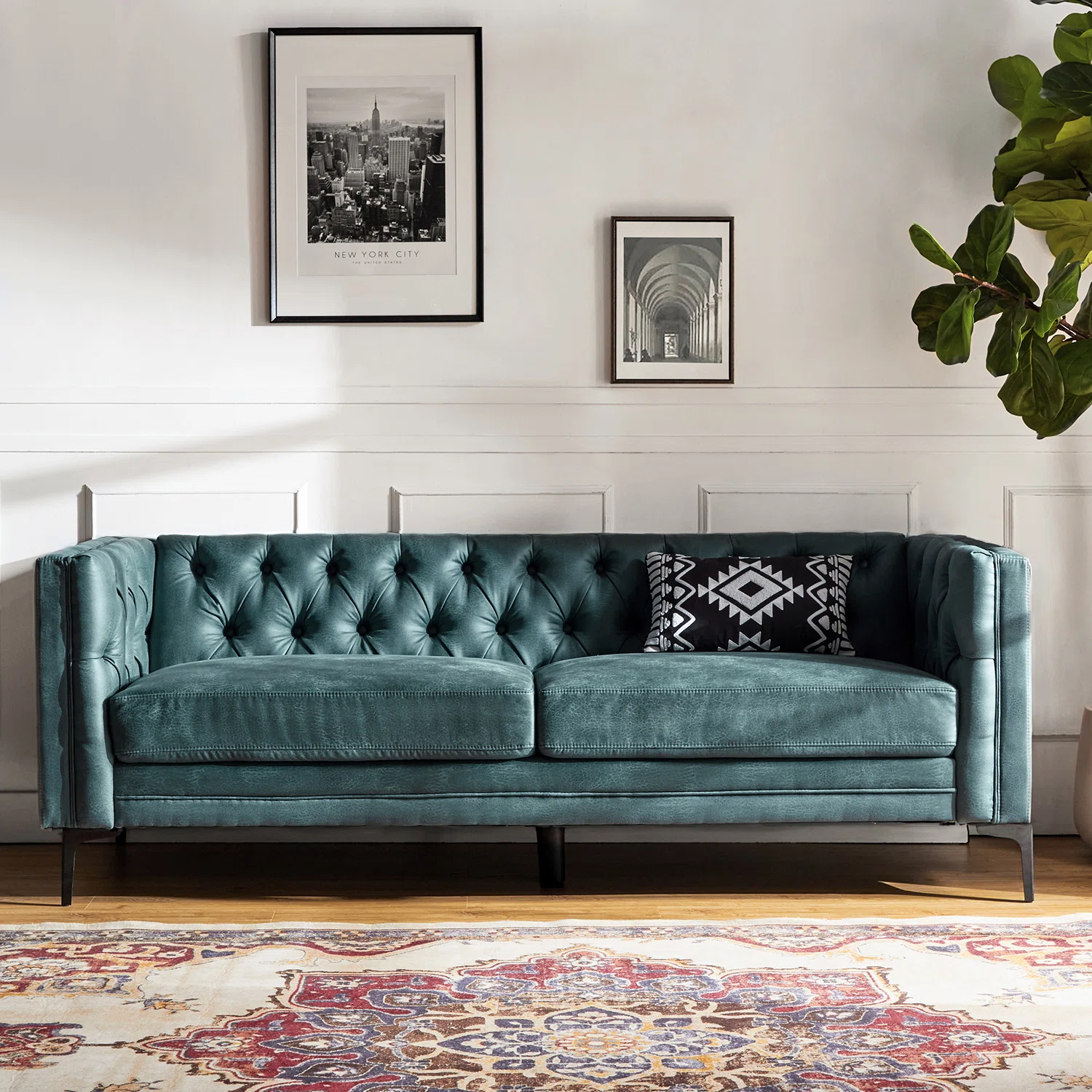 Brinna Upholstered Button-Tufted Sofa