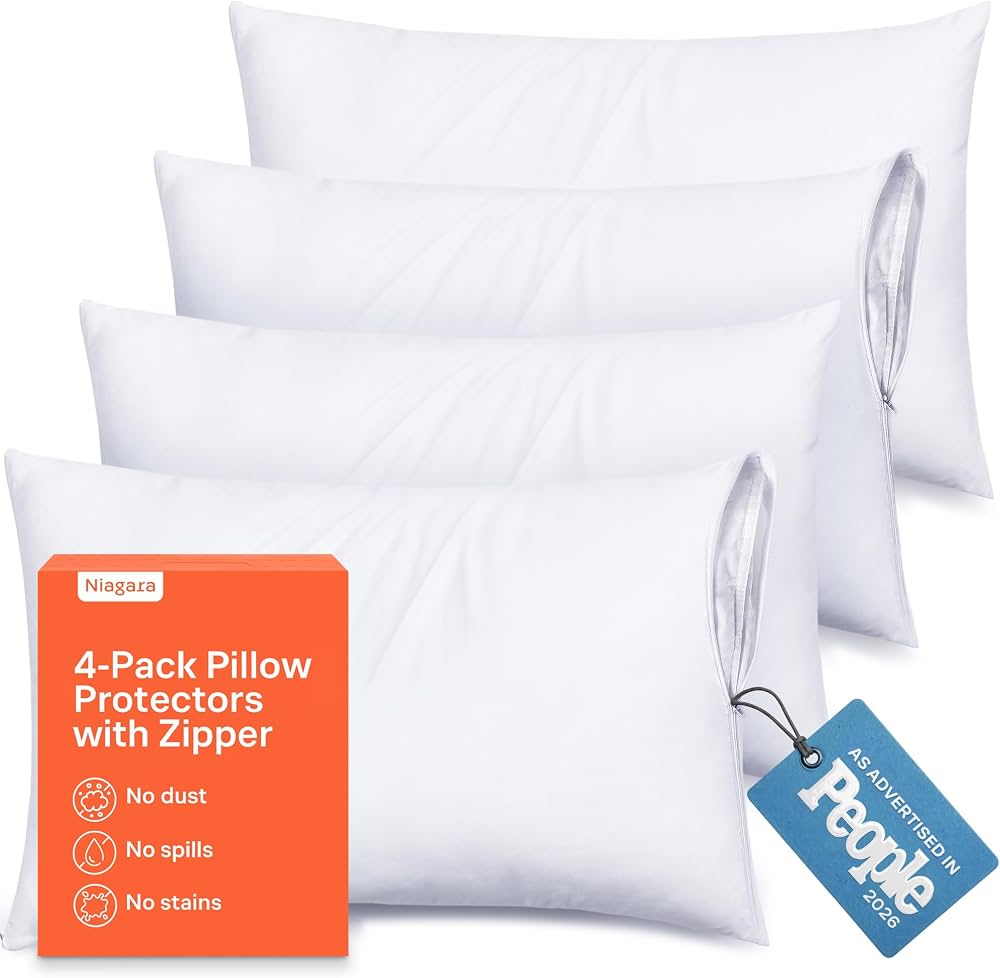 Set Of 4 Pillow Protectors With Zipper King Size