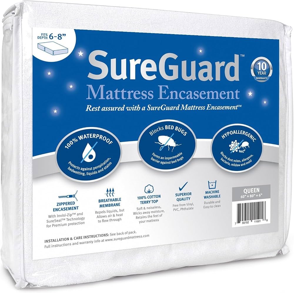 Queen (6-8 In. Deep) Sureguard Mattress Encasement - 100% Waterproof