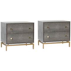 TOV Pesce Shagreen 25" Textured Gray 2-Drawer Nightstands Set of 2 - #050Y4 | Lamps Plus