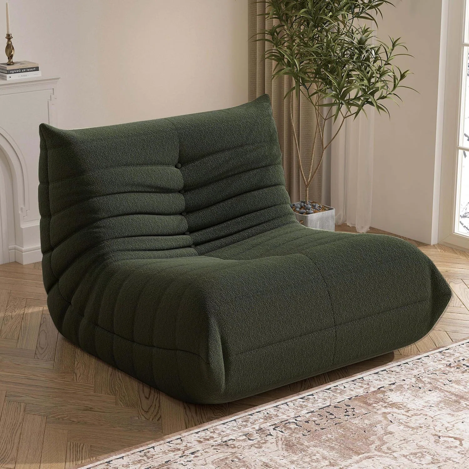 Bean Bag Chair for Adults, Oversized Fireside Chair Comfy Lazy Floor Sofa, Single Seat Sofa Couch Memory Foam Bean Bag Chair for Living Room, Bedroom Apartment Office