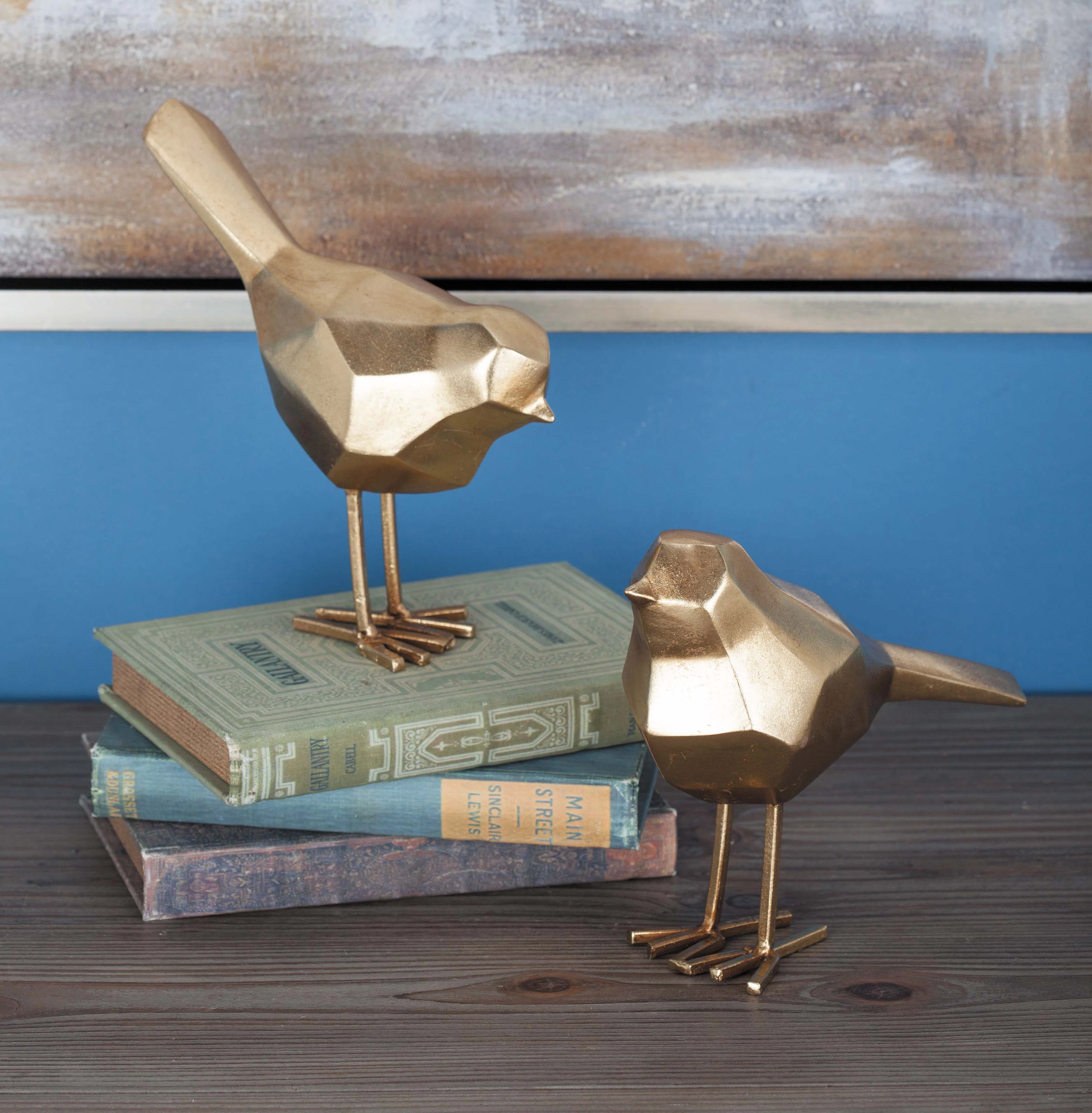 Glam Polystone Bird Decorative Sculpture with Origami Accents