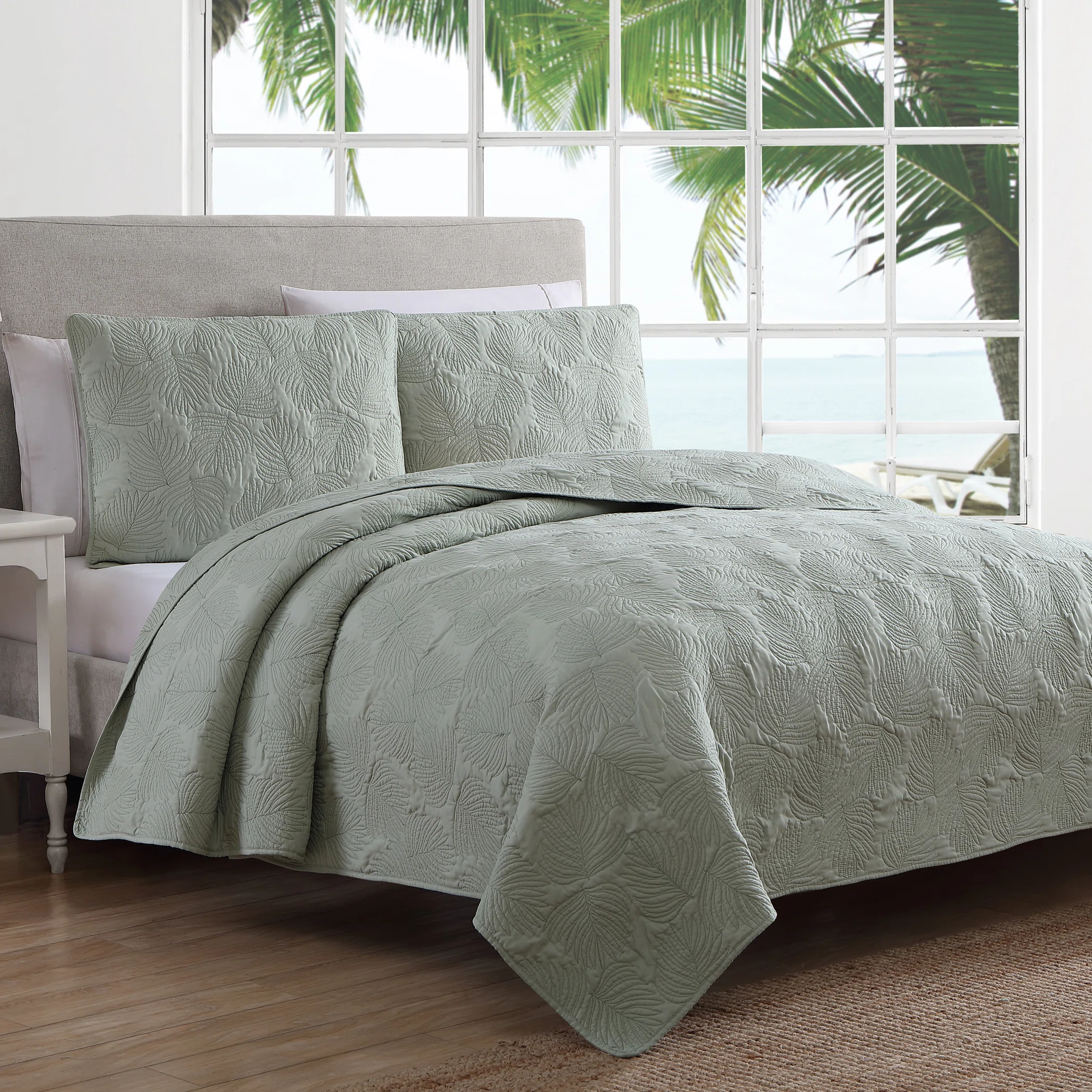 Estate Leaf Stitch II Farmhouse / Country Polyester Quilt