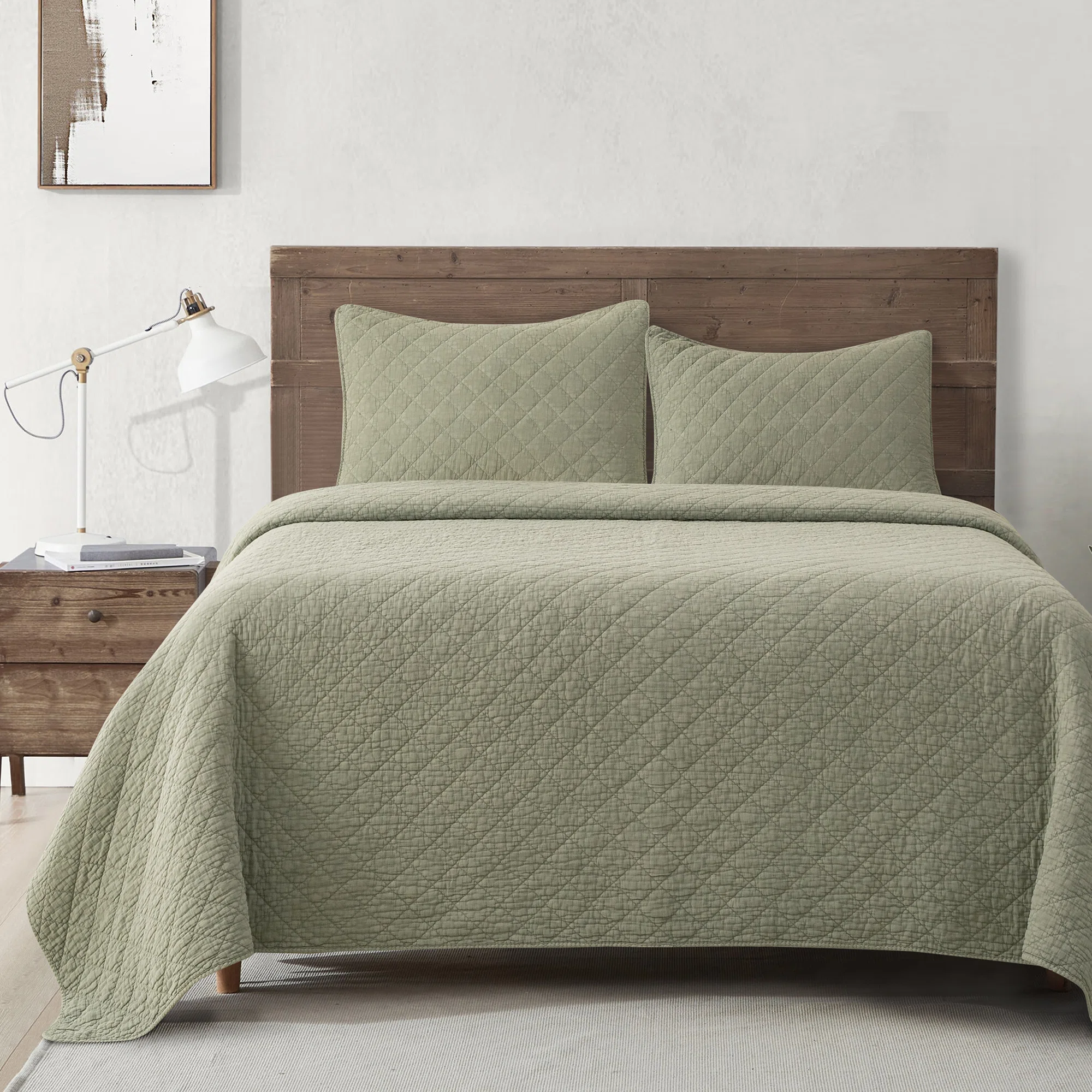 Stonewashed Cotton Gauze Solid Color Classic Casual Modern Rustic Quilt Set