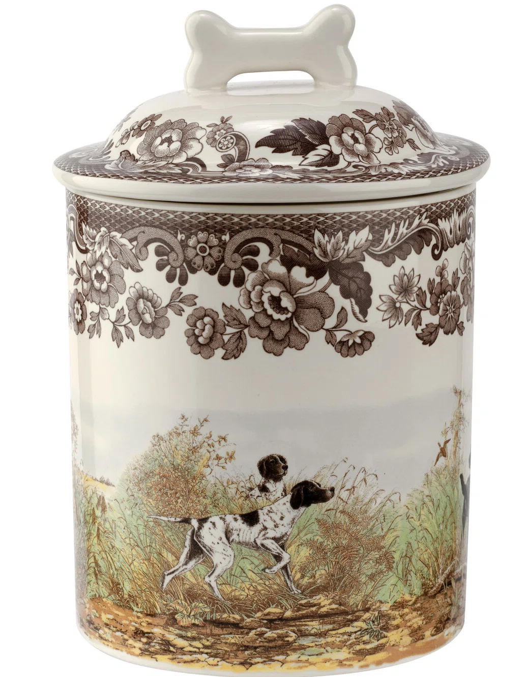 Spode Woodland Dogs Treat Jar 7"Assorted Dogs