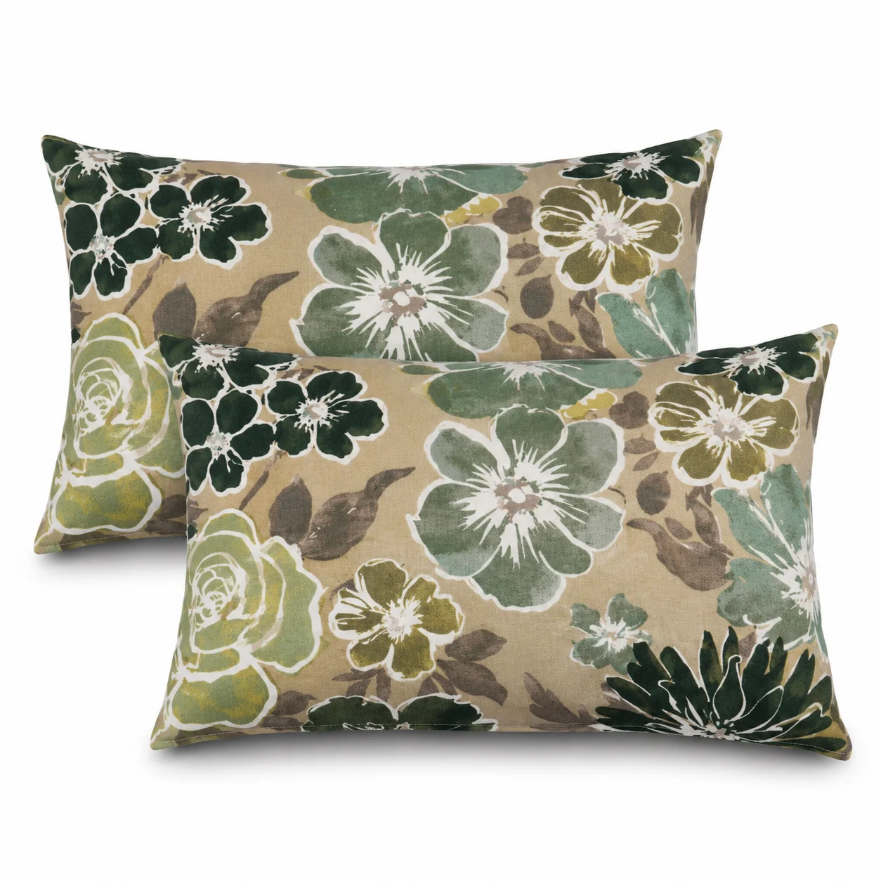 2-Piece Outdoor Lumbar Throw Pillow Set with Inserts, 12 x 48 Inch Water-Repellent and Fade-Resistant Decorative Pillows with Removable Zip Covers for Patio, Porch, Balcony and Sofa