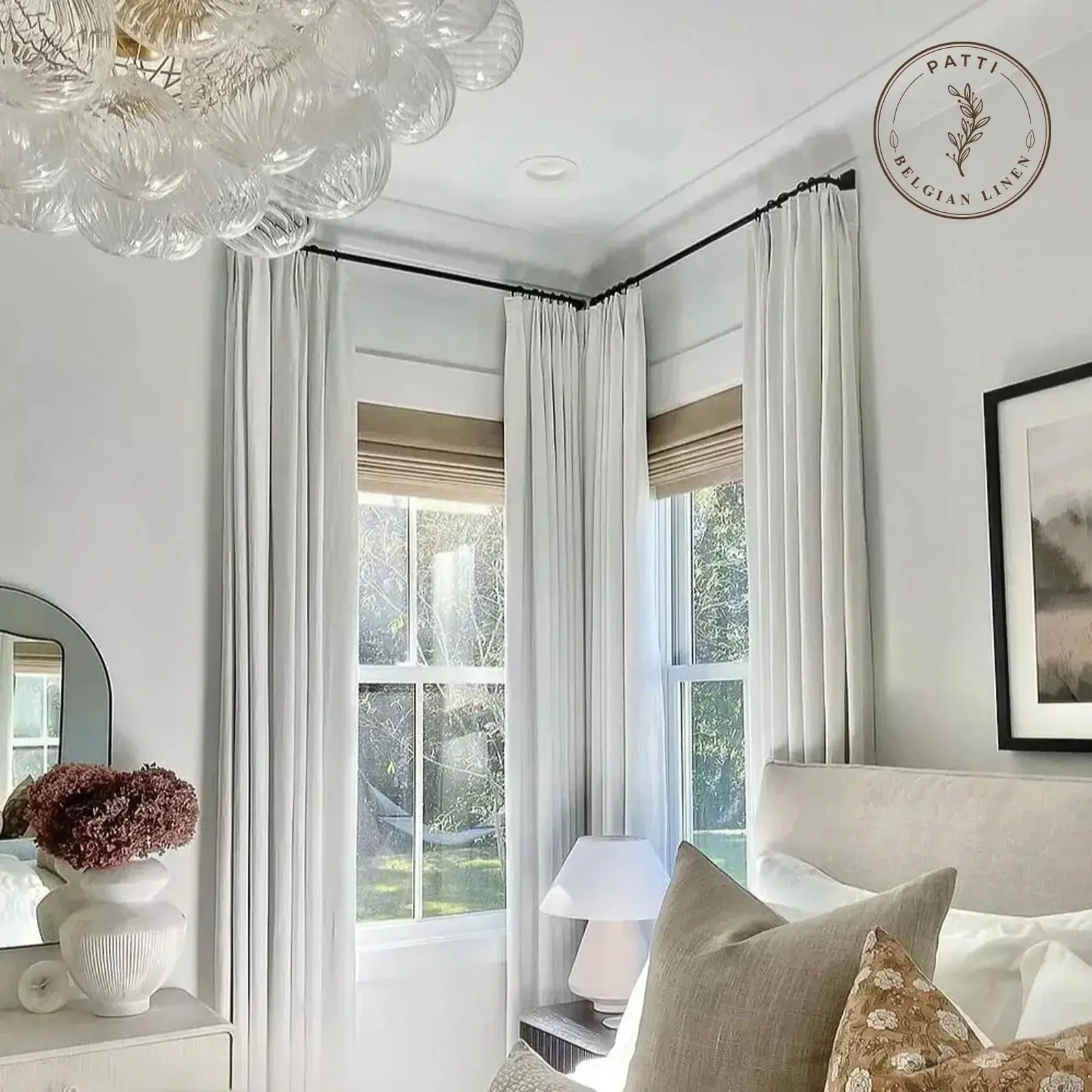 Patti Premium 100% Belgian Flax Linen Curtain Pleated
