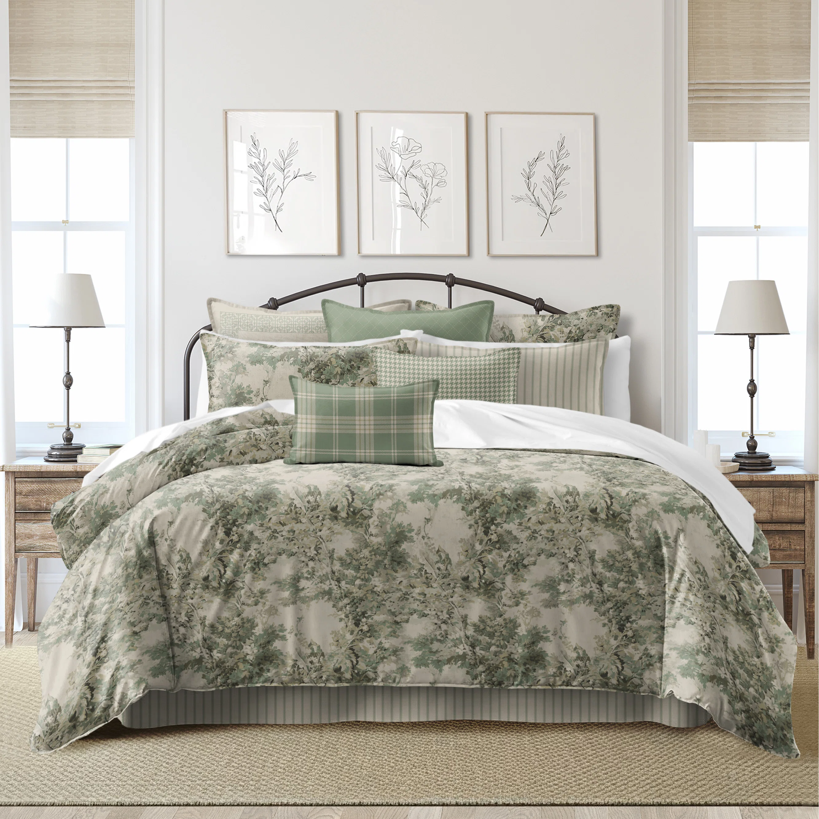 Dolce  Spring Green Cotton Coverlet Set  8 Piece