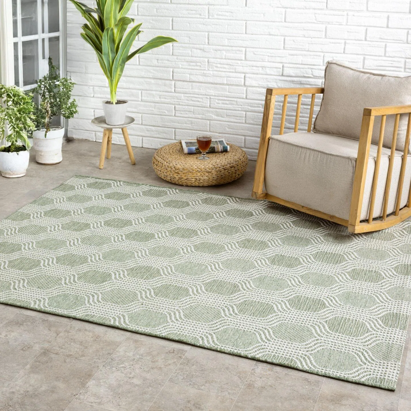 Moroccan Geometric Trellis Outdoor Area Rug