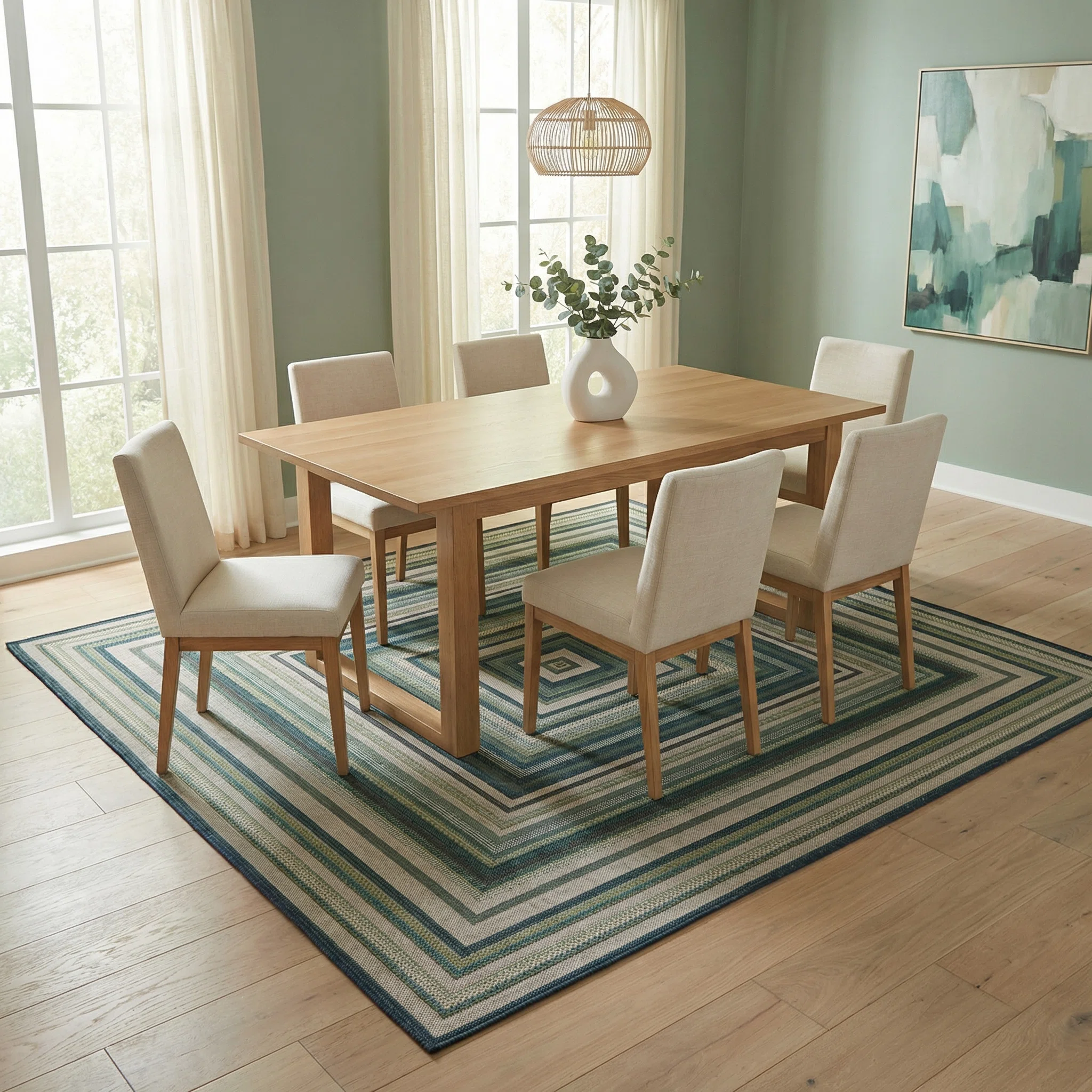 Tavion Machine Woven Geometric Indoor / Outdoor Rug