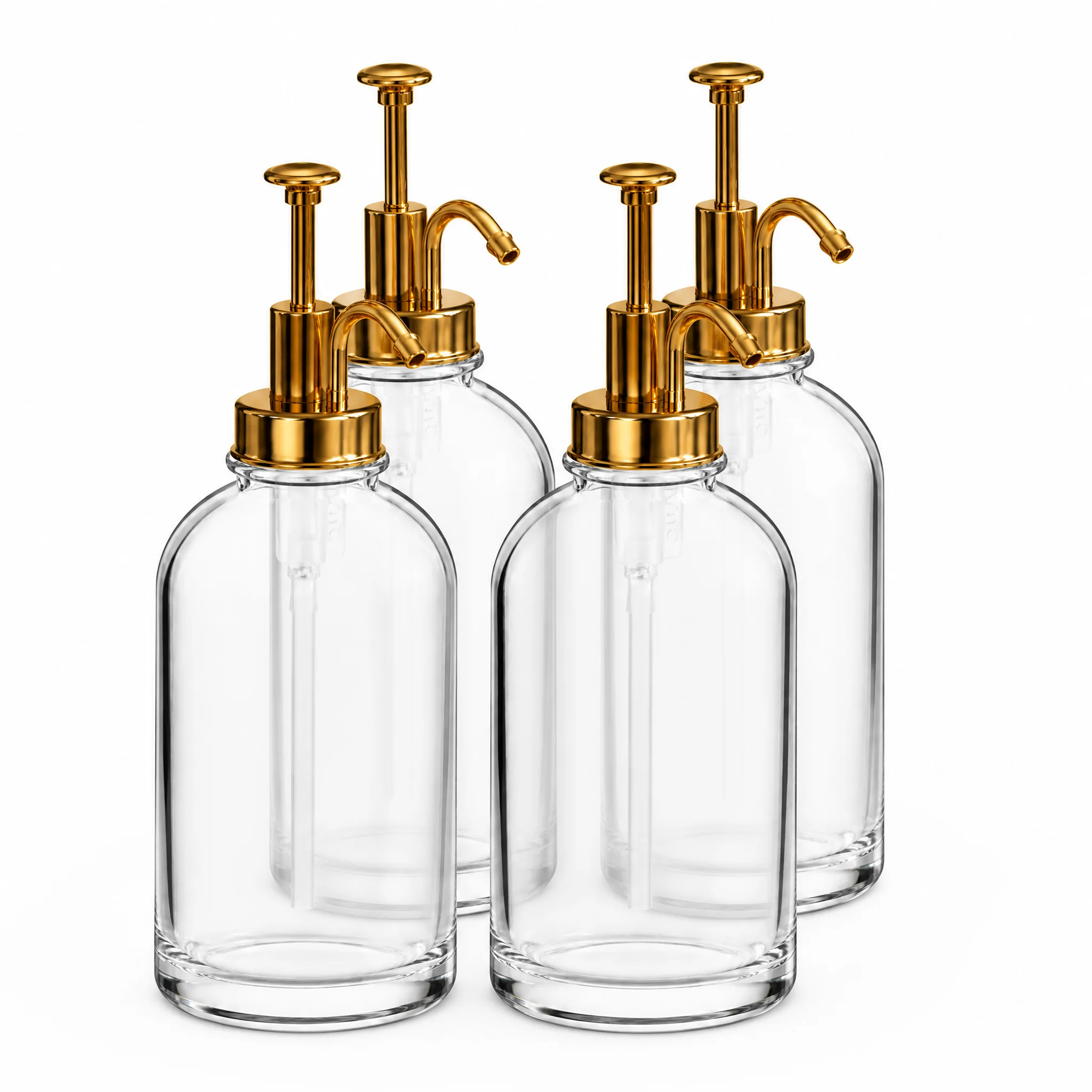 Coffee Syrup Dispenser Set, 4 Pack 16.9 oz Glass Bottles with Pump and Labels for Home Coffee Bar and Cafe