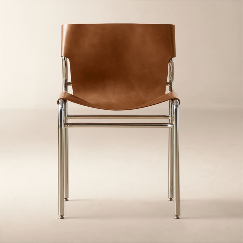 Surf Sling Brown Leather Dining Chair Set Of 4