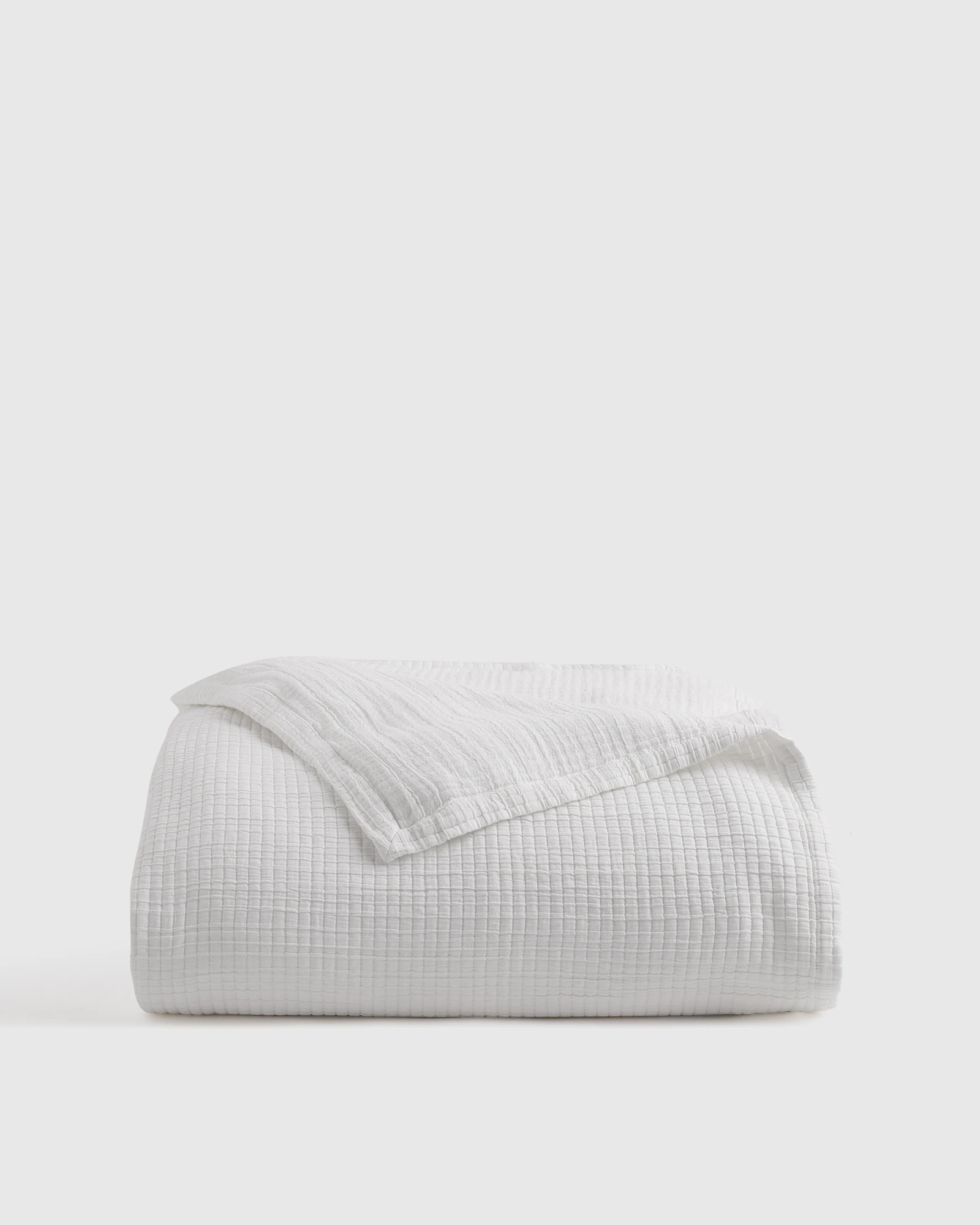 100% Organic Ribbed Cotton Coverlet In White