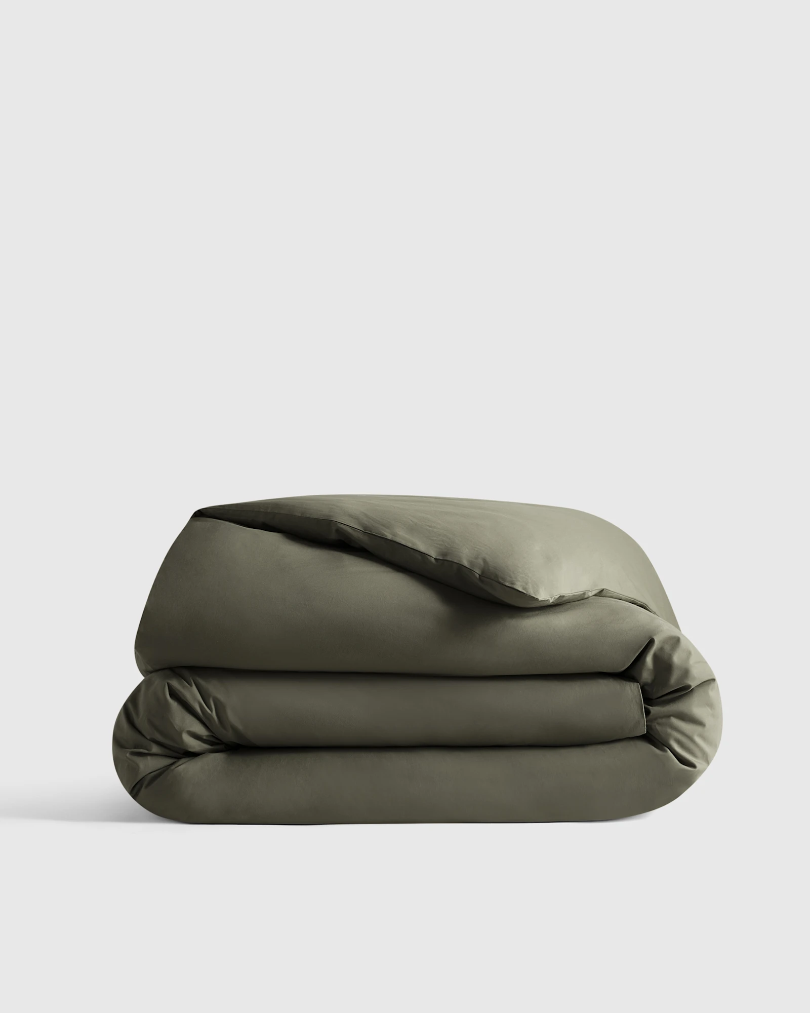 Organic Crisp Percale Duvet Cover In Dusty Olive