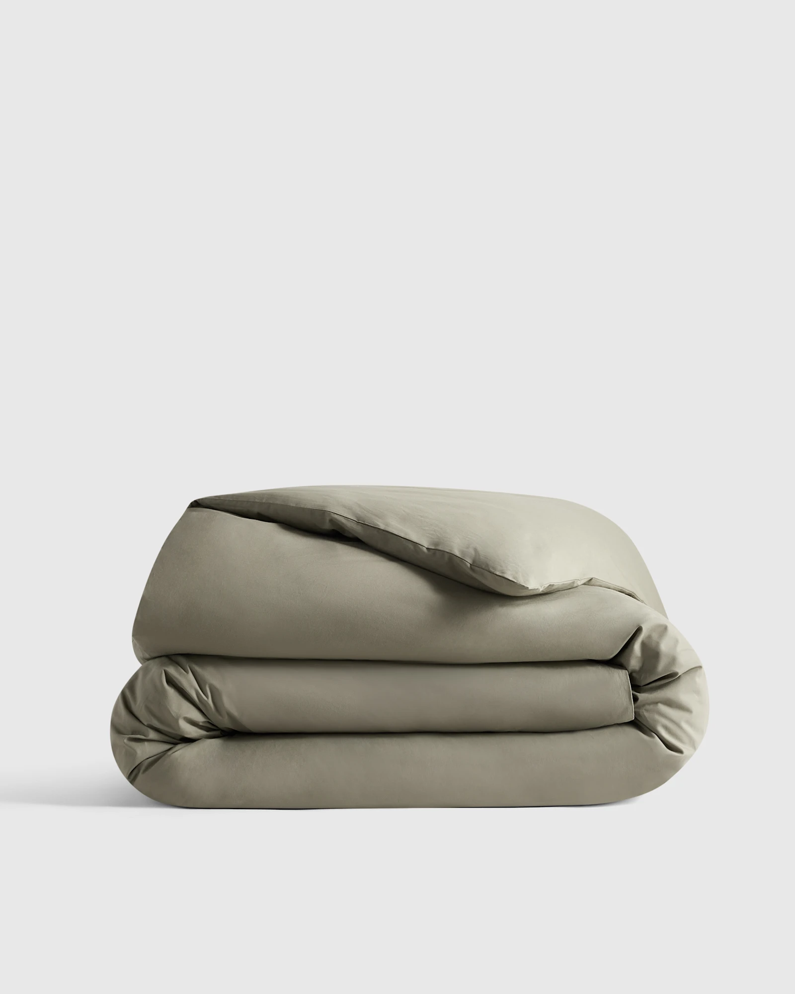 Organic Crisp Percale Duvet Cover In Dried Sage