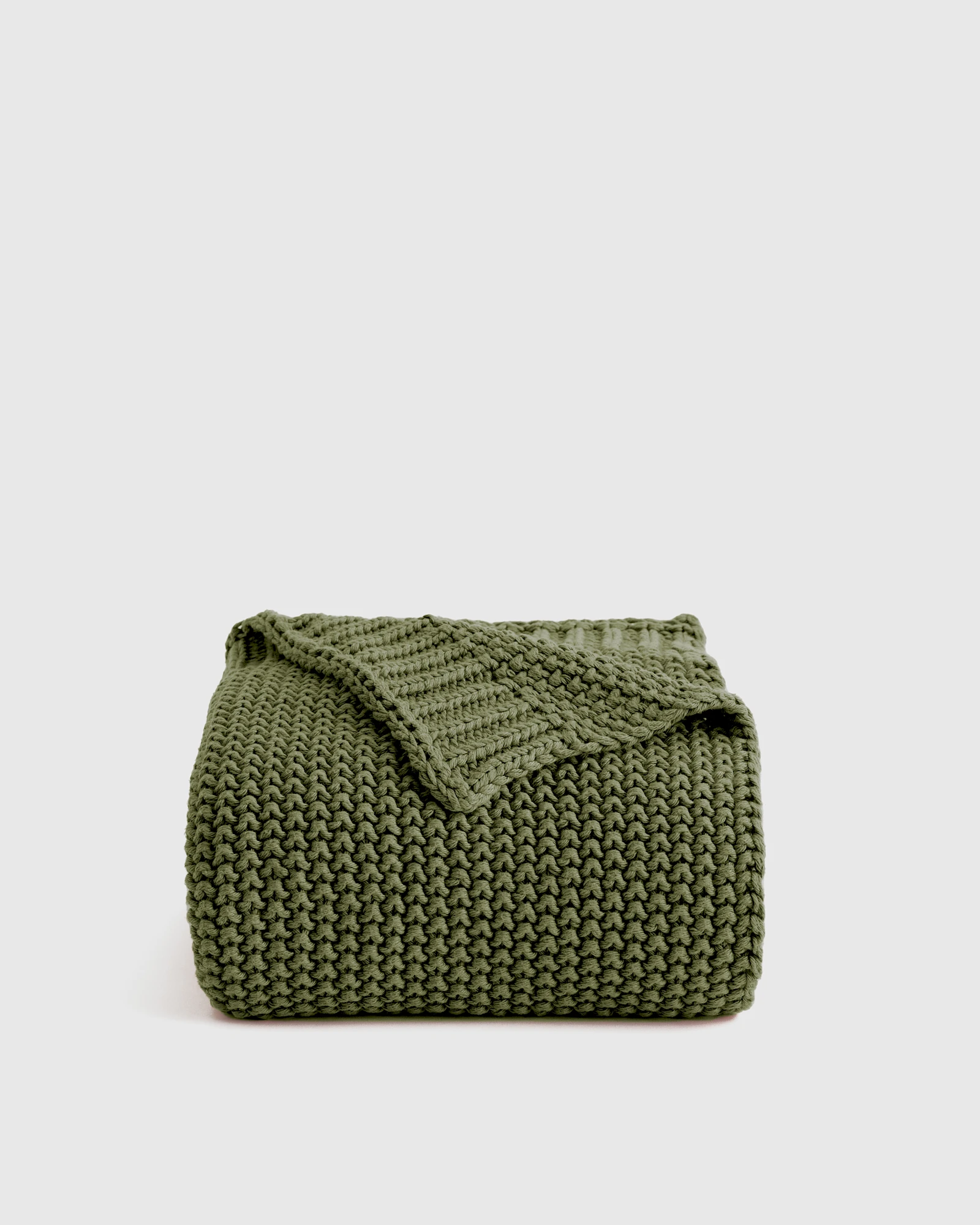 Cotton Fisherman Throw In Olive