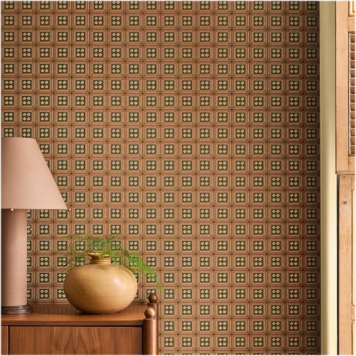 Pierce Ward Floral Grid Wallpaper D18659