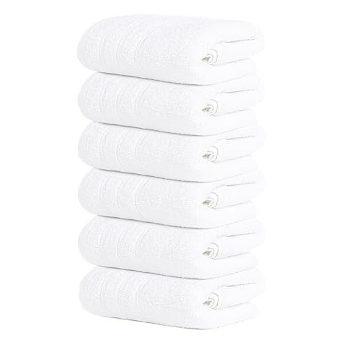 Tens Towels 6 Piece Hand Towels Set 16 x 28 Inches, White | 100% Cotton, Lighter Weight, Quick to Dry, 16 x 28 Inches, Super Soft & Absorbent, Perfect for Bathroom & Kitchen