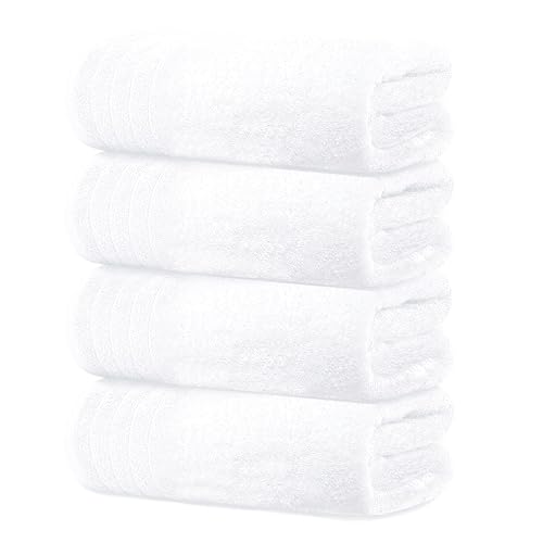 Tens Towels 4 Piece Extra Large Bath Towels 30 x 60 Inches, White | 100% Cotton, Larger & Lighter Weight, Quicker to Dry, Super Soft and Absorbent, Perfect for Bathroom