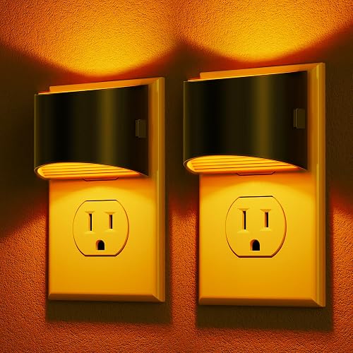 Night Light, Night Lights Plug into Wall, Adjustable, Amber | 3 Level Brightness Adjustable Night Light, Dusk to Dawn Sensor, Nightlights for Adults, Bedroom, Bathroom, Hallway, 2 packs