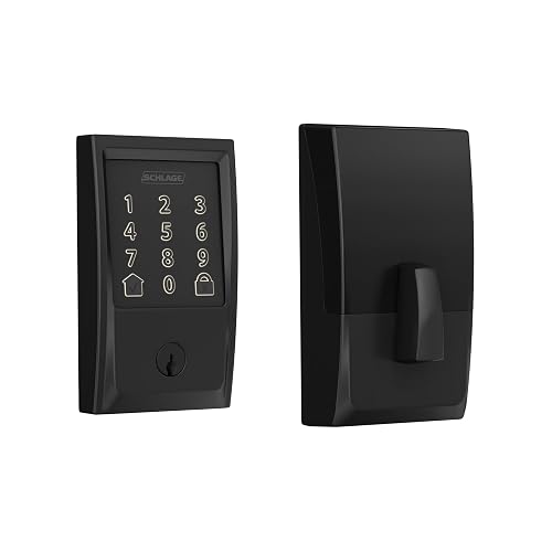 Schlage Encode Smart WiFi Deadbolt Lock with Century Trim, Matte Black | Keyless entry door lock, Touchscreen keypad, App control, Alexa, Google Home, Ring & Airbnb compatible, Certified security