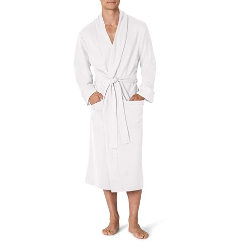 Amazon Essentials Men's Lightweight Cotton Waffle Bath Robe, Mid-Length Loungewear (Available in Big & Tall)