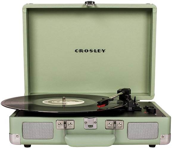 Crosley CR8005F-MT Cruiser Plus Record Player, Mint | 3-Speed Turntable, Bluetooth In / Out, Built-in Stereo Speakers, Isolated Internal Speakers Minimize Vibration