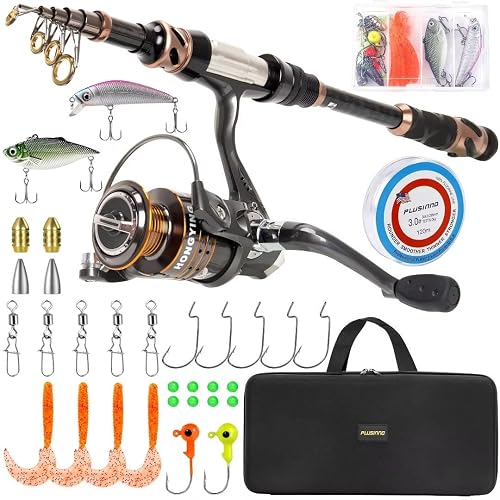 Fishing Rod and Reel Combos - Carbon Fiber Telescopic Fishing Pole - Spinning Reel 12 +1 Shielded Bearings Stainless Steel BB