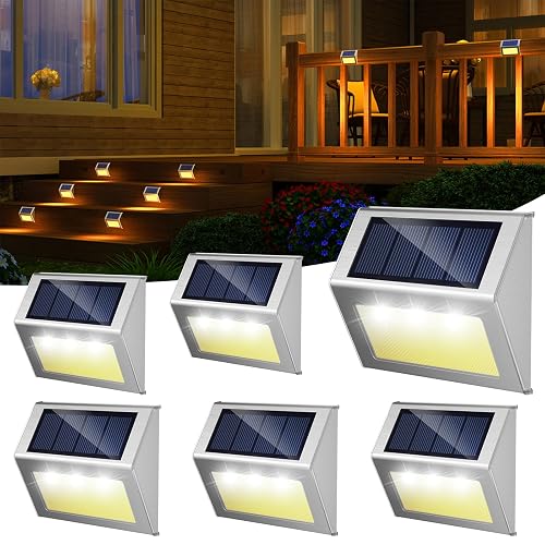 Solar Powered Lights Ideal for Step, Fence, Deck, Stair-Warm White-6P | Enhancing Atmosphere, Safety, Security, Visual Appeal and Accent Your Style
