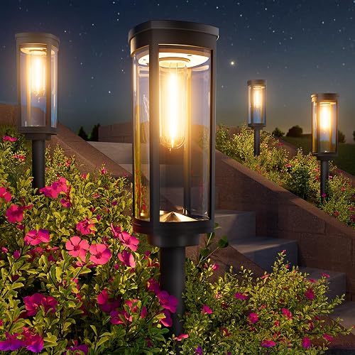Solar Lights Outdoor, 8 Pack, Warm White, IP65 | For pathways and landscapes, Solar Landscape Lighting Waterproof pair auto on/off with 11–24 h runtime for front yards